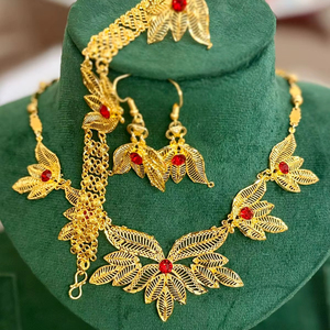 ชุดสร้อยคอและต่างหูทองคำหรูหรา24กะรัตเครื่องประดับแฟชั่นที่ขายดีที่สุดในฝรั่งเศส - Product Image 1