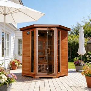 Sauna Infrarroja de Cedro para 3 Personas - Sauna de Bienestar y Desintoxicación Energéticamente Eficiente para Uso en Interiores/Exteriores - Product Image 3