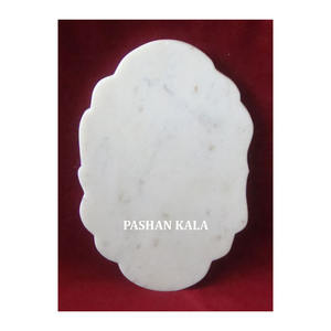 Tabla de Cortar de Mármol Blanco Natural de Diseño Artesanal, Forma Ovalada con Superficie Lisa y Brillante, Utilizada en Restaurantes de Lujo en la Cocina - Product Image 1