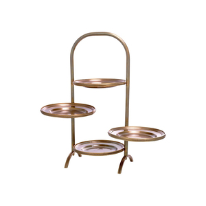 Soporte para Pastel de Tres Niveles, Chapado en Oro, Diseño Simple, para Cumpleaños, Bodas, Fiestas, Soporte para Servir Cupcakes y Galletas - Product Image 5