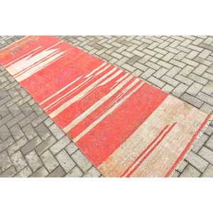 Turkish Rug, <b>Runner</b> 3.3x10.6 ft Rug, <b>Red</b> Ombr Rug - Product Image 4