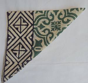 Bandana en coton fait main de style bohème, imprimé à la main, écharpe en coton pour la tête - Product Image 4