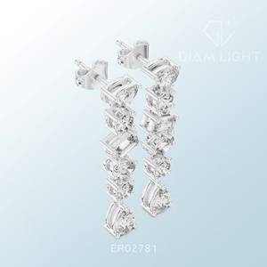 VS F Pear Round Emerald Cluster Earrings Elegant Jewelry Design Bulk Supply for Wedding Party Daily Wear Fashion and Export Use - Product Image 2