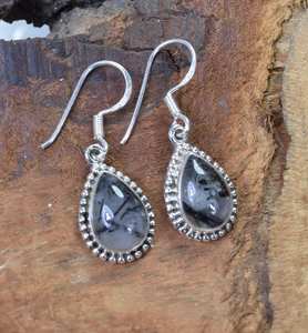 Boucles d'oreilles en argent sterling avec rutile noir, faites à la main, pierre précieuse en forme de poire, bijoux élégants, boucles d'oreilles pendantes, cadeaux pour femmes - Product Image 2