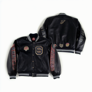 Venta al por mayor de chaqueta de béisbol con logotipo personalizado bordado Deportes suelta VARSITY CHAQUETA para los hombres - Product Image 1