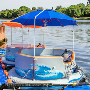 Barco de <span class=keywords><strong>Donut</strong></span> eléctrico personalizado en stock, barco de barbacoa flotante inflable con mesa de parrilla de acero y almacenamiento de enfriador impermeable - Product Image 4