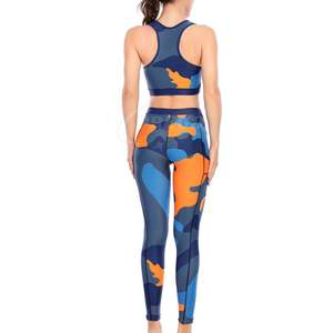 Ensemble de vêtements de yoga pour femmes actives de haute qualité, sur mesure, grande taille, respirant, à séchage rapide, en coton, deux pièces, soutien-gorge de sport sans couture, legging - Product Image 4