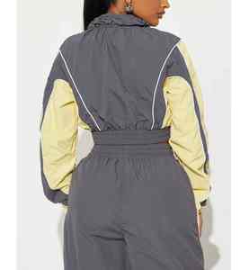 Ensemble de survêtement sportif en nylon uni de qualité supérieure, veste zippée, léger, imperméable, respirant, coupe-vent, 100% coton - Product Image 5