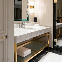Socles de meuble-lavabo en métal doré luxueux pour plan de travail de salle de bain en pierre haut de gamme, système de pieds sur mesure, table îlot double vasque robuste