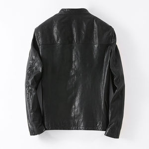 Veste bomber en cuir véritable noir pour moto, vente chaude OEM, sur mesure, poches zippées, veste en cuir pur de luxe, veste de moto pour homme - Product Image 2
