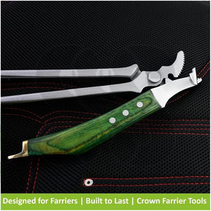 Cuchillo para Cascos de Caballos con Hoja Curva de Acero Inoxidable para Zurdos, con Mango Verde para el Recorte de Cascos de Caballos - Servicio OEM/ODM - Product Image 3