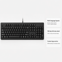 Nouveau clavier filaire USB K1800 à 104 touches, vente directe d'usine, clavier multilingue russe, arabe, espagnol, français, anglais