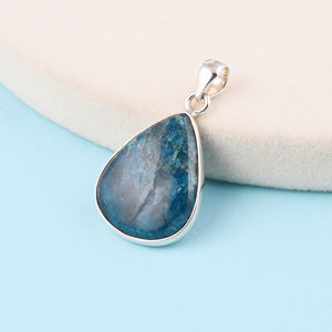 Piedra preciosa en forma de pera de cuarzo azul natural, colgante de Plata de Ley 925, colgante de moda para fiesta de regalo de boda. - Product Image 3