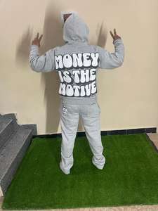 Conjunto de chándal de hombre bordado de chenilla de dos piezas personalizado de chándal de peso pesado ajustado de algodón de rizo francés de diseño OEM - Product Image 3