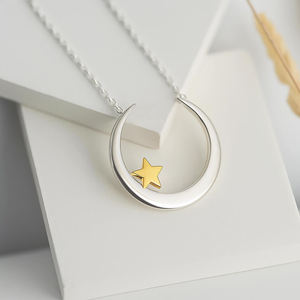 Collar de Moda con Luna Creciente y Estrella, Plata de Ley 925, Hecho a Mano, Joyería Minimalista, Collares Celestiales, Regalos para Mujer - Product Image 3
