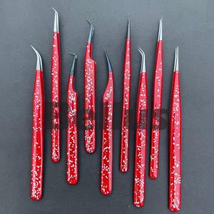 Rouge paillettes couleur revêtement Plasma conseils qualité cils pince à épiler personnalisé professionnel cils pince à épiler pour Salon en gros 2025 - Product Image 3