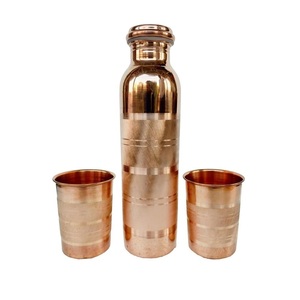 Traditional Hammered Copper <b>Bottle</b> and <b>Glass</b> Set Perfect for Healthy Living Daily Hydration Ayurveda Wellness and Gift Purpose - Product Image 2