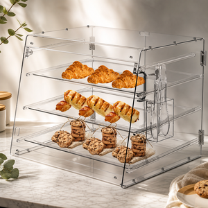 Vitrina de Acrílico Transparente de 3 Niveles Personalizada para Exhibición de Alimentos, Mostrador de Panadería con Ranura para Pinzas, para Pan, Pasteles, Donuts, Galletas, Cafetería - Product Image 1