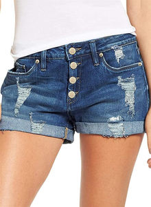 2026 Custom Distressed Women's Shorts Stylish Color Washed Denim Shorts Summer Premium <b>Jeans</b> Shorts for Women - Product Image 2