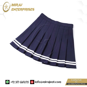 เอวยางยืดสาวหวานเอวสูง A-Line ผู้หญิงลายเย็บกะลาสีจีบกระโปรง skorts ผู้ผลิต - Product Image 4