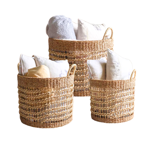 Eco-Friendly Rustic <b>Seagrass</b> Storage <b>Basket</b> with Multifunction Design for Home & <b>Laundry</b> Storage - Product Image 1