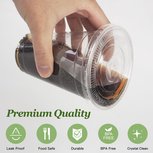 Vasos Desechables Modernos de PET/PLA Transparente de 20 oz con Tapas y Pajitas, Libres de BPA, Ecológicos, Biodegradables, Reciclables y a Prueba de Fugas para Café Helado - Product Image 4
