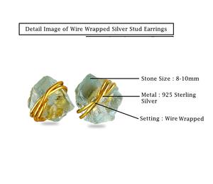 Clous d'oreilles en Tourmaline rose naturelle, pierre de naissance brute naturelle, enroulé de fil de Vermeil doré, argent Sterling 925 - Product Image 6