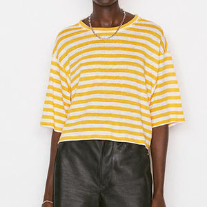 Haut court à carreaux pour femmes, manches courtes, extensible, confortable, à porter au quotidien, col rond, 100% coton, streetwear, respirant - Product Image 6