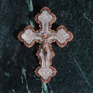 Colgante de Hip Hop corte redondo diamante Jesús Cruz colgante encantos joyería colgante helado 925 plata esterlina - Product Image 6