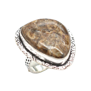 Bijoux fins originaux pour femmes assortis Turritella Agate Crystal Silver Gemstone Rings Handmade Bezel Setting Inlay Wedding Party - Product Image 3