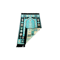 Tapis de prière anatolien Shark Kilim 12 turquoise en coton et polyester, lavable, tissé à la main