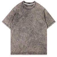 T-shirt Homme Personnalisé DTF DTG Vintage Effet Usé Délavé à l'Acide 220 GSM Coton Lourd Respirant Coupe Oversize Imprimé sur le Devant