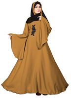 Abaya negra larga hasta el suelo para mujer con bordado, cuello alto, manga larga, vestido islámico modesto para la oración, estilo de Oriente Medio.