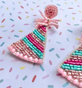 Pendientes de Bisutería con Cuentas Bordadas de la India, Pendientes Hechos a Mano para Mujeres y Niñas, Multicolores de Glowin Fashion - Product Image 2