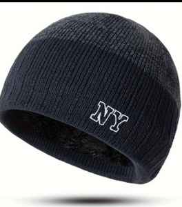 หมวกบีนนี่ขนสัตว์ลายทางหลากสีสำหรับผู้ชาย, หมวกบีนนี่ถักแฟชั่นฤดูใบไม้ร่วงและฤดูหนาว - Product Image 5