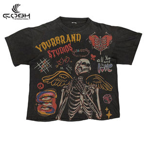 T-shirts personnalisés sérigraphie vierge DTF DTG bouffée de chenille en détresse appliques broderie lavage à l'acide vêtements de rue t-shirt - Product Image 4