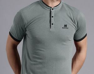 Polos personnalisés à manches courtes 100% coton pour hommes avec logo en caoutchouc, poids lourd 300gsm, col à demi-fermeture éclair - Product Image 6