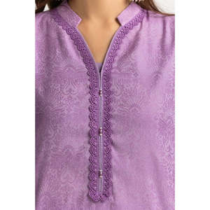 Ensemble de costume 3 pièces pour femme en jacquard violet brodé - Product Image 3