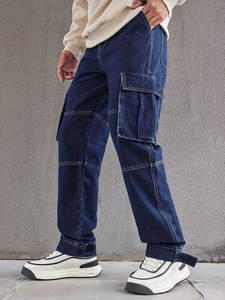 Cheap Streetwear Stack Denim Pants Cotton <b>Baggy</b> Stacked Jeans <b>Men</b> Long Straight Pants Washed Wide Leg <b>Trousers</b> for Man - Product Image 3