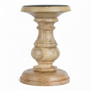 Portavelas de Madera de Mango Pulida con Silueta Clásica Tallada para una Decoración Elegante del Hogar - Product Image 3