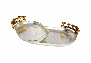 Lujosas bandejas de aluminio 2 en 1 para servir, vajilla de comedor de diseño étnico para decoración del hogar, sala de estar pintada para bebidas - Product Image 4