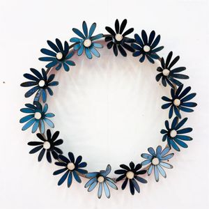 Guirlande murale en métal moderne, décoration murale florale bleue, sculpture en fer de luxe pour la maison, salon, chambre à coucher, jardin - Product Image 1