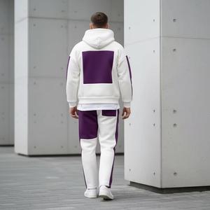 OEM Stacked <b>Sweat</b> Tracksuits Custom logo High Quality Men Two Piece Cotton Sweatsuit Stacked Pant <b>Set</b> - Product Image 2