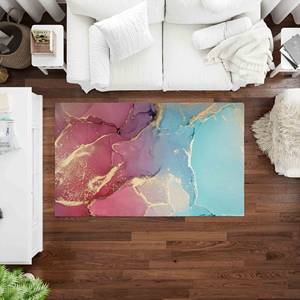 พรมลายหินอ่อนสีชมพูและสีฟ้า: พรมกันลื่นลายทอง, พรมเชนิลล์ - Product Image 1