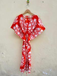 Caftán de algodón floral bohemio de gran tamaño, ropa de playa hecha a mano, cobertura de maternidad para casa, playa, moda de verano, hermosa flor - Product Image 5