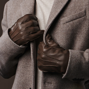 Guantes de Motocicleta de Cuero Genuino de Moda de Lujo para Hombre, Piel de Oveja Marrón de Alta Calidad, Pantalla Táctil, Transpirables, para Viajes al Aire Libre en Invierno - Product Image 4