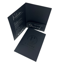 Dossier de présentation professionnel noir A4/A5 avec logo personnalisé, deux pochettes, dossier publicitaire pour documents