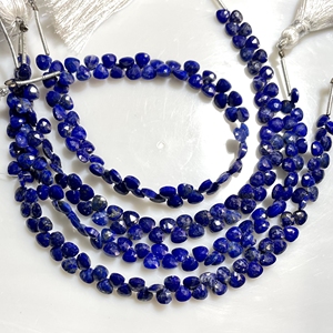 High Quality 4-4.5MM Lapiz Lazuli Faceted Tiny Heart Shape Briolette <b>Beads</b> <b>Blue</b> Gemstone <b>Beads</b> Wholesale Good Quality Supplier - Product Image 1