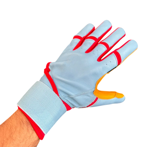 Hot Selling Best Quality Leather Baseball Batting Gloves with Customized Logo Stretchable Long Strap Cuff for Wrist Support - Product Image 6