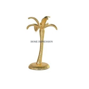 เชิงเทียนอลูมิเนียมขัดเงาสีทองขนาดกลางต้นปาล์มดีไซน์หรูหราเชิงเทียนคลาสสิกสำหรับห้องนั่งเล่น - Product Image 1